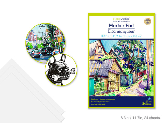 Color Factory: 8.25"x11.75" Marker Pad 24 Sheets Bleedproof 120gsm AF (A4)