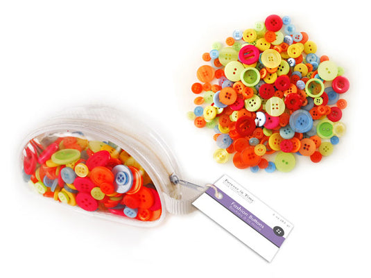 Button Embellishment: 85g Fashion Dyed Buttons in Purse J) Tropical