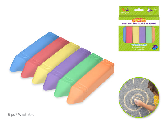 Krafty Kids: Lil' Artist Jumbo Sidewalk Chalk 6pc Asst Colors