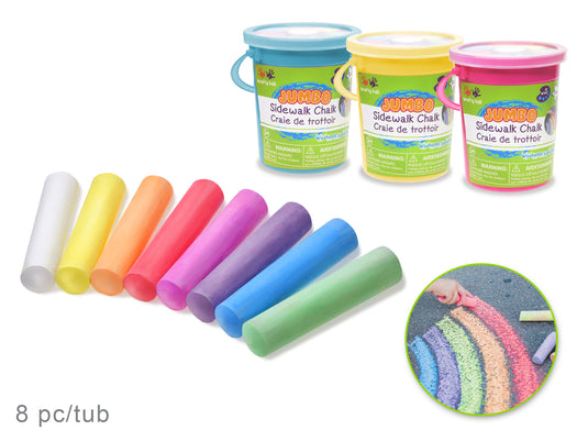 Krafty Kids: Lil' Artist Jumbo Sidewalk Chalk Tub 8pc Asst Colors