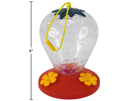 Garden E. 6" Plastic Hummingbird Feeder, Strawberry Design, hang tag.