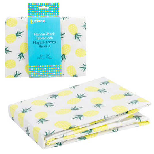 Luciano 52"x70" Pineapple Printed PEVA Tablecloth,sleeve card
