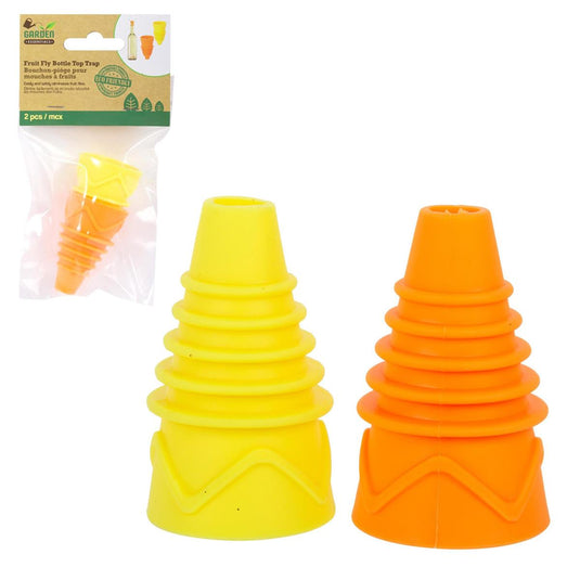 Garden E. 2pk Silicone Bottle Top Fruit Fly Traps, polybag w/label