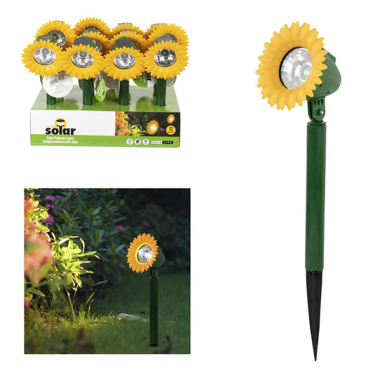 Solar Adjustable Sunflower Stake Light w/1 White LED, 12/PDQ.