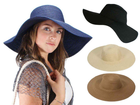 Fab Design Ladies Paper Straw Hat, 4 Colours, Hangtag with J-Hook.