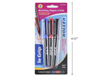 3 PC ROLLER PENS METAL CLIP 0.7MM TIP, ASST COLOUR (BLACK, BLUE, RED INK)