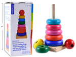 EDUCATIONAL WOODEN STACKING RINGS 8.5X8.5X20CM 8 ASST COLORS