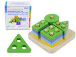 EDUCATIONAL MATCHING WOOD COLUMN SET 12X12X6CM ASST COLORS & SHAPES