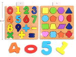 EDUCATIONAL WOOD SHAPES & LETTERS 19.4X19.4X0.7CM (7.6X7.6X0.27") 2 ASST