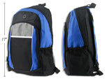BACKPACK POLYESTER 30X14X45.5CM ASST COLOURS 2 ZIPPERS + 3 POCKETS PADDED SHOULDER STRAP