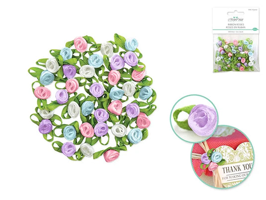 A Brides Wish: 5/16" Ribbon Roses w/Bows C) Bridal Blend