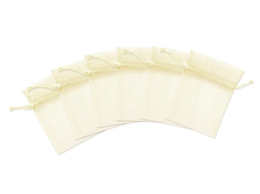 A Brides Wish: 3"x4" Organza Bags Sheer w/Ribbon String D) Ivory