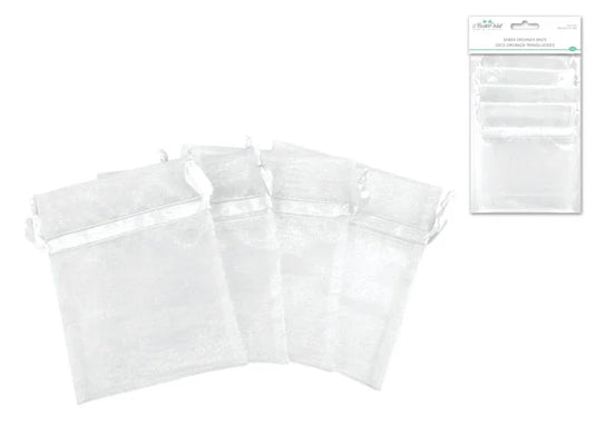 A Brides Wish: 4"x5" Organza Bags Sheer w/Ribbon String C) White