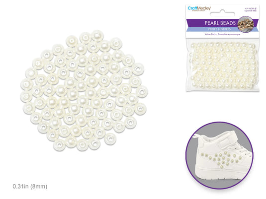 Pearl Beads: Acrylic Sleek Ivory Value-Pack E) 8mm~ 80pc