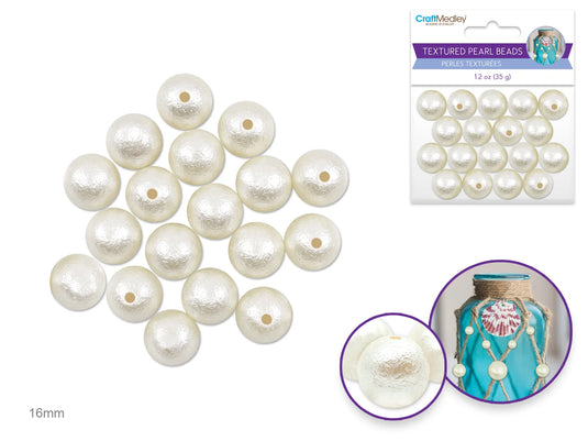 Pearl Beads: Acrylic Textured Effects Ivory 35g F) 16mm