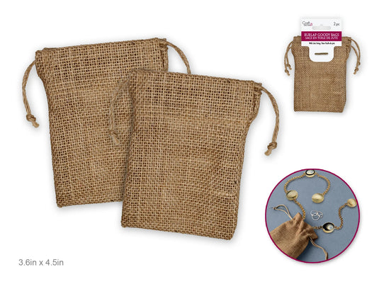 Craft Decor: 3.6"x4.5" Burlap Goody Bags x2 w/Jute String B) Natural