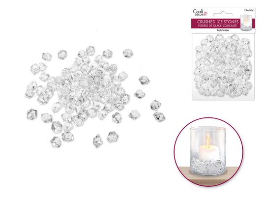 Craft Décor: 65g Crushed Ice Acrylic Stones A) Sml 1.5cmx1.2cm