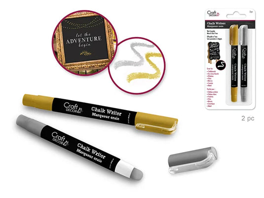 Craft Decor: Chalk Writer 2pk Blister-Carded C) Gold/Silver