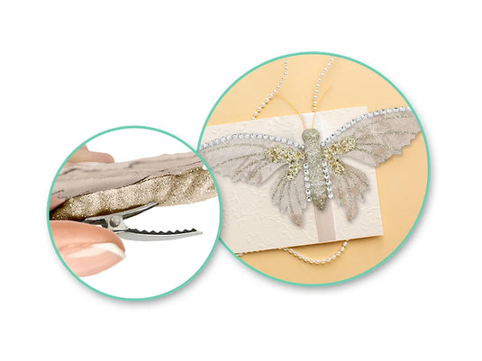 A Brides Wish: 7.5"x3.5" Giant Bling Butterfly w/Clip A) Champagne