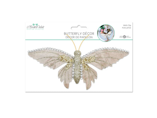 A Brides Wish: 7.5"x3.5" Giant Bling Butterfly w/Clip A) Champagne