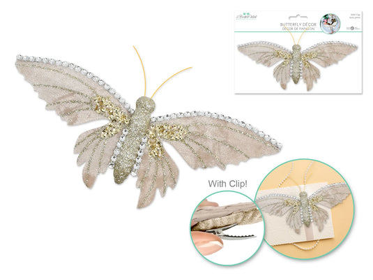 A Brides Wish: 7.5"x3.5" Giant Bling Butterfly w/Clip A) Champagne