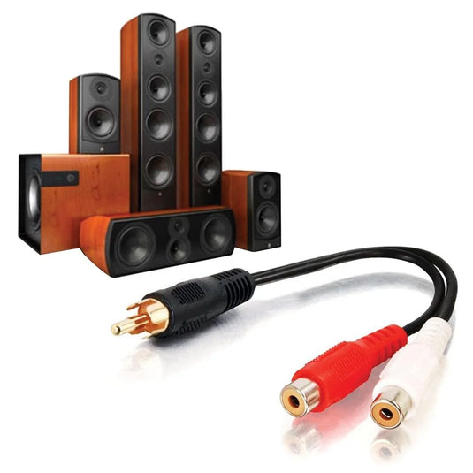 6 IN. ADAPTOR CABLE DUAL RCA FEMALE TO 1 RCA MALE