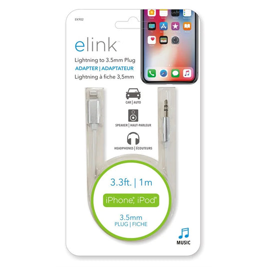 3.3FT LIGHTNING TO 3.5MM AUX MALE CABLE