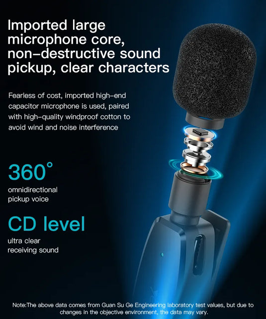 Wireless MEMS Microphone Type-c 2 in 1 transmit port