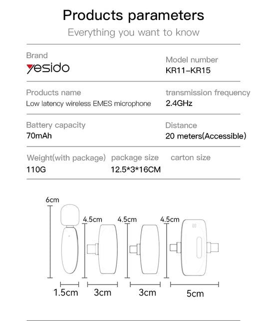 Wireless MEMS Microphone Type-c 2 in 1 transmit port