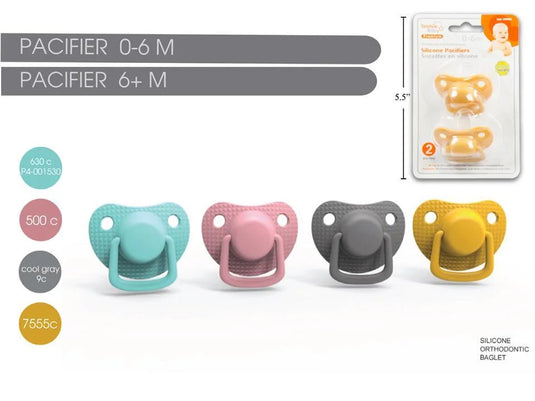 Tootsie Baby, Matte 2pcs Pacifier, 0m+/6m+, bc,(solid colours)