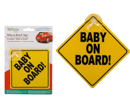 Tootsie Baby, Baby On Board Sign w/ Suction Cup, b/c