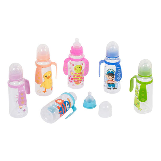 Tootsie Baby, 8oz Feeding Bottle w print + silicone nipple