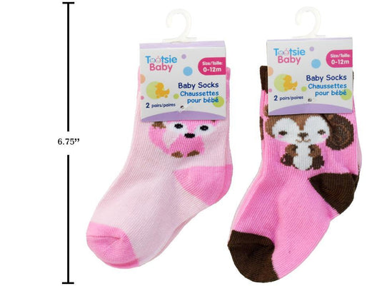 Tootsie Baby,2-pk Baby Girl Socks, 0-12m , header card