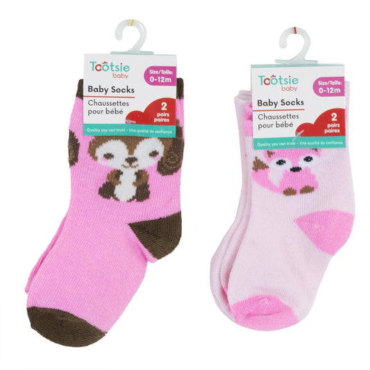 Tootsie Baby,2-pk Baby Girl Socks, 0-12m , header card