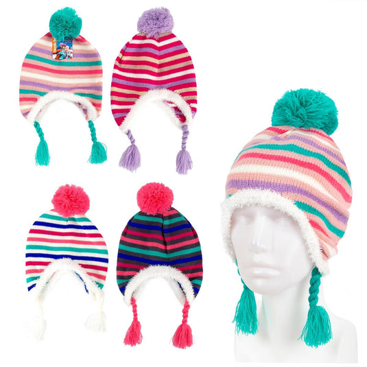 Nordic T. Kids Knitted Earflap Hat w/Pom Pom, j-hook w/cht
