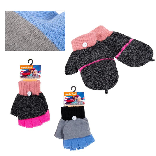 Nordic T. Kids Knitted Fingerless Gloves, One Size, j-hook w/cht