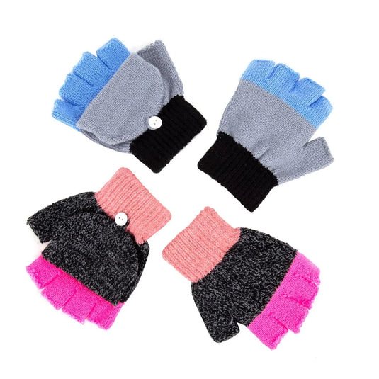 Nordic T. Kids Knitted Fingerless Gloves, One Size, j-hook w/cht