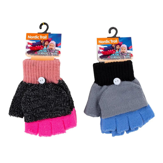 Nordic T. Kids Knitted Fingerless Gloves, One Size, j-hook w/cht
