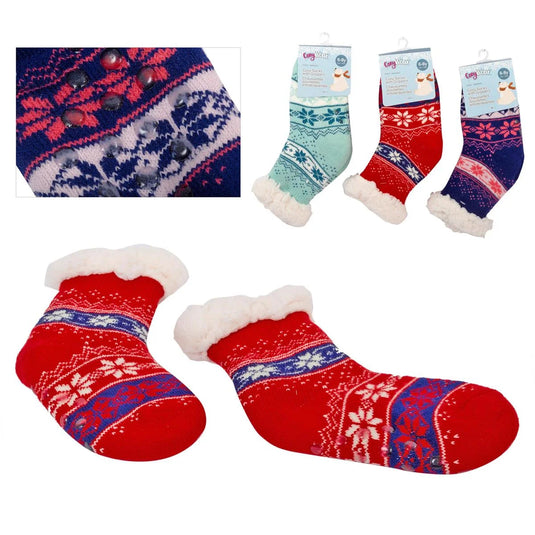 Cozywear Kids Sherpa Socks w/ Grippers, Sizes:6-8Y, h/c