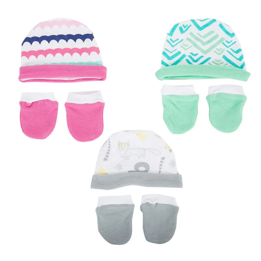 Tootsie Baby,Cotton Hat/Mittens Set ,New Born h/c+ J-hook