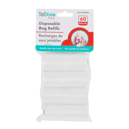 Tootsie Baby, 60-pc Disposable Diaper Bags,opp w/hc