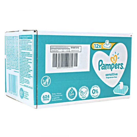 PAMPERS WIPES 12X52CT SENSITIVE UNSCENTED