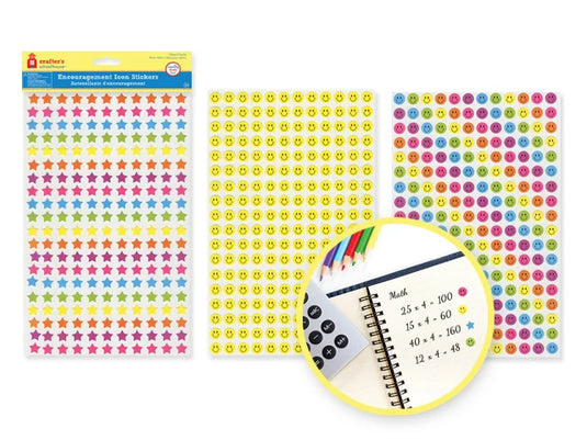 Crafter's Schoolhouse: 7.5"x12" Encouragement Icon Stickers 16 Each x 3 Styles