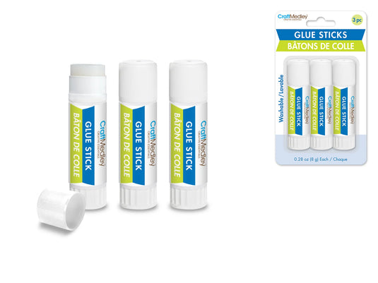 Craft Medley Glue: 8g Glue Sticks x3 Twist-Up Non-Toxic