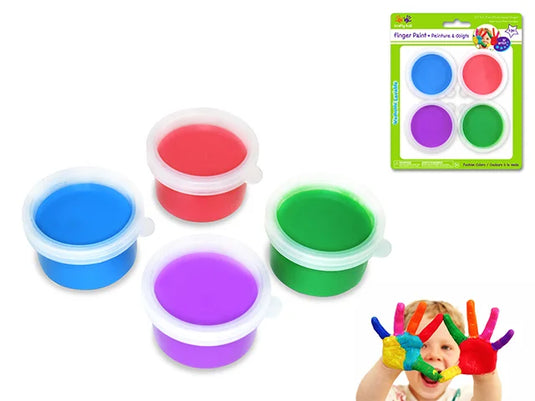 Krafty Kids: Fingerpaint Tubs x4 Asst Colors 80ml B) Fashion