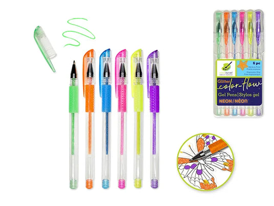 Color Factory Tool: Color-Flow Glitter Gel Pen 'Living In Color' Premium C) Neons