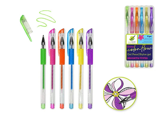 Color Factory Tool: Color-Flow Glitter Gel Pen 'Living In Color' Premium A) Brights