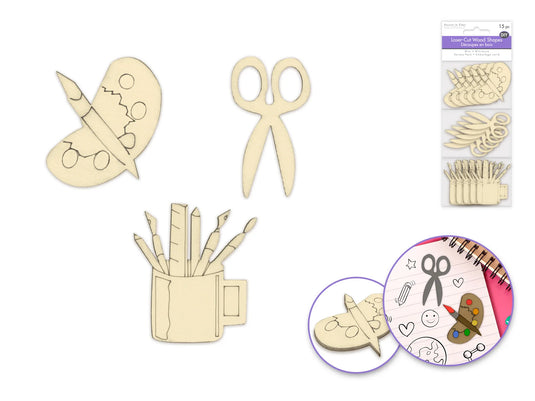 Paper Craft Emb: DIY Mini Wood Laser Cut-Outs x15 B) Time For Crafts