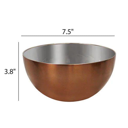 Stainless Steel Bowl with Copper Tone 7.5IN