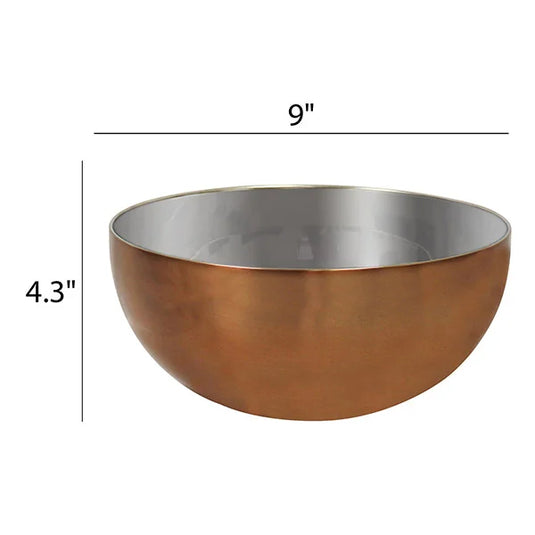 Stainless Steel Bowl with Copper Tone 9IN